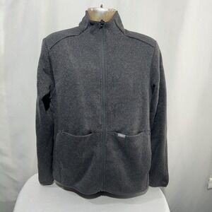 FIGS  On Shift Men's Sweater Jacket Gray Sz Medium  Fleece Knit Full Zip
